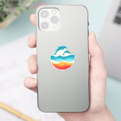 Vintage Retro Zomer Tijd Strand Dolfijn Sticker (Telefoon)