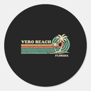 Vintage Retro Zomer Vakantie Florida Vero Beach M Ronde Sticker