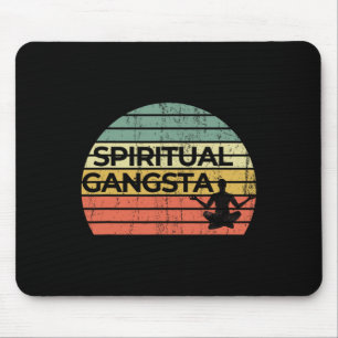 Vintage Retro Zonsondergang Grappige Yoga Spiritue Muismat