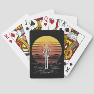 Vintage Retro Zonsondergang Halloween Zombie Hand  Pokerkaarten
