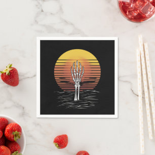 Vintage Retro Zonsondergang Halloween Zombie Hand Servet