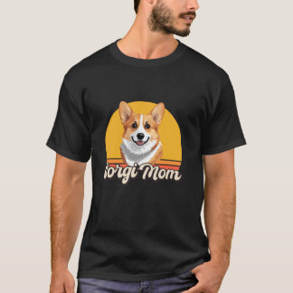 Vintage Retro Zonsondergang Hond Moeder Corgi Huis T-shirt