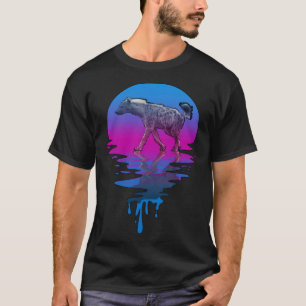 Vintage Retro Zonsondergang Hyena T-shirt