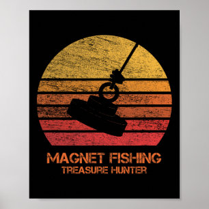 Vintage Retro Zonsondergang Magneet Vissen Poster