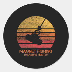 Vintage Retro Zonsondergang Magneet Vissen Ronde Sticker