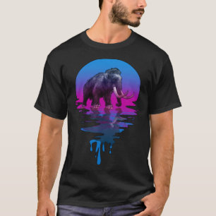 Vintage Retro Zonsondergang Mammoet T-shirt