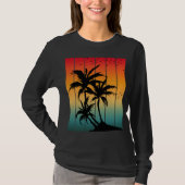 VINTAGE RETRO ZONSONDERGANG PALMBOMEN T-Shirt (Voorkant)