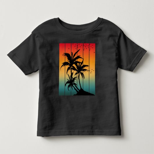 VINTAGE RETRO ZONSONDERGANG PALMBOMEN T-Shirt (Voorkant)