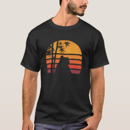 Vintage Retro Zonsondergang Panda Beer Silhouet T-shirt
