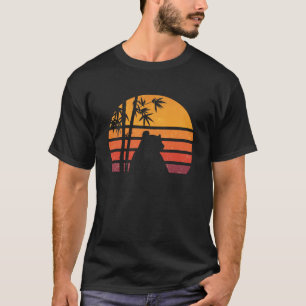 Vintage Retro Zonsondergang Panda Beer Silhouet T-shirt