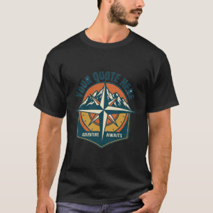 Vintage Retro Zonsondergang Streep Berg T-Shirt –
