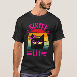 Vintage Retro Zus Kat  Met Roze Luipaard Bril T-shirt
