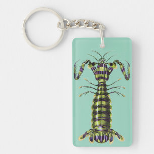 Vintage Reuzen bidsprinkhaankreeft Mariene Kunstpr Sleutelhanger