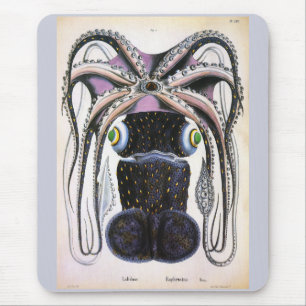 Vintage reuzenoctopus of inktvis, dierlijk zeeleve muismat