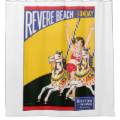 Vintage Revere Beach Carrousel Poster Nostalgisch Douchegordijn (Voorkant)