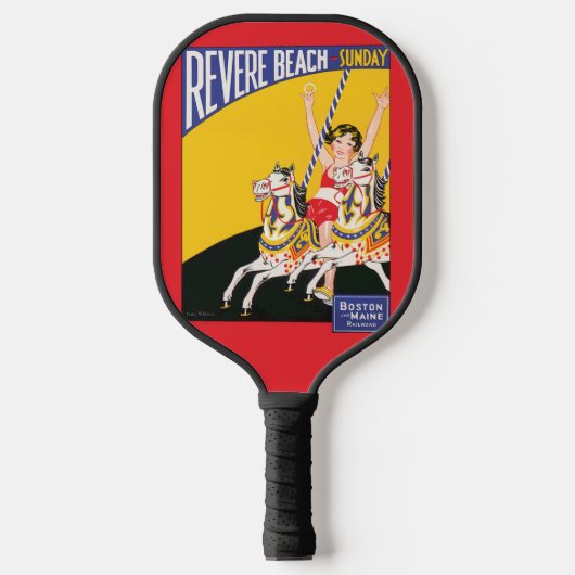 Vintage Revere Beach Carrousel Poster Nostalgisch Pickleball Paddle (Voorkant)