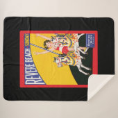 Vintage Revere Beach Carrousel Poster Nostalgisch Sherpa Deken (Voorkant (horizontaal))