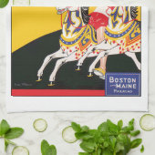 Vintage Revere Beach Carrousel Poster Nostalgisch Theedoek (Gevouwen)