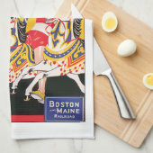 Vintage Revere Beach Carrousel Poster Nostalgisch Theedoek (Quarter Fold)