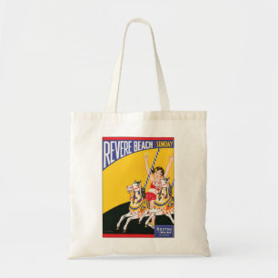 Vintage Revere Beach Carrousel Poster Nostalgisch Tote Bag