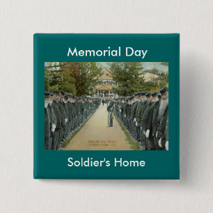 Vintage Review soldaten thuis Vierkante Button 5,1 Cm