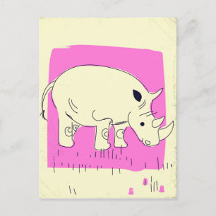 Vintage Rhino-cartoon Briefkaart