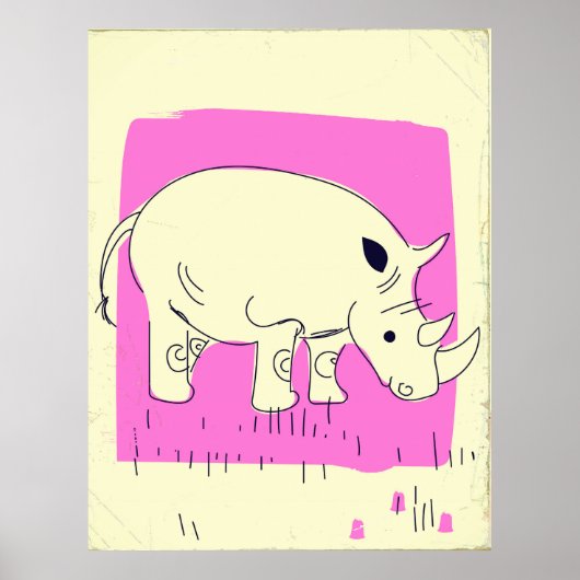 Vintage Rhino-cartoon Poster (Voorkant)