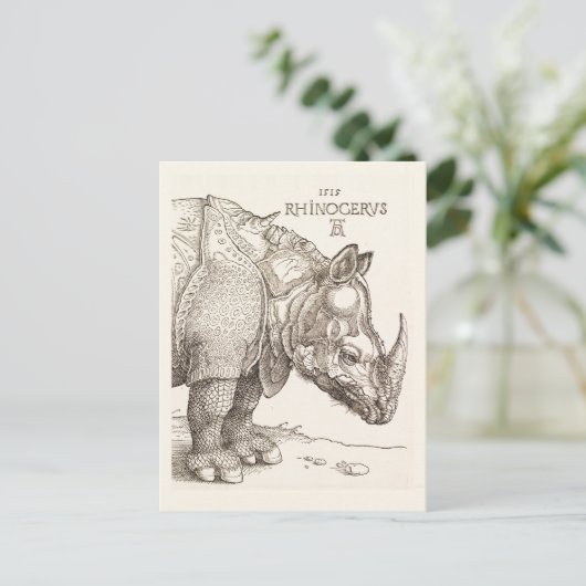 Vintage Rhinoceros Briefkaart (Staand voorkant)