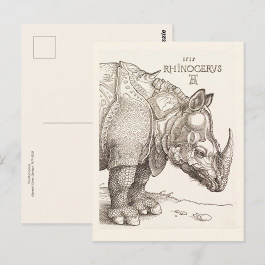 Vintage Rhinoceros Briefkaart (Voorkant / Achterkant)