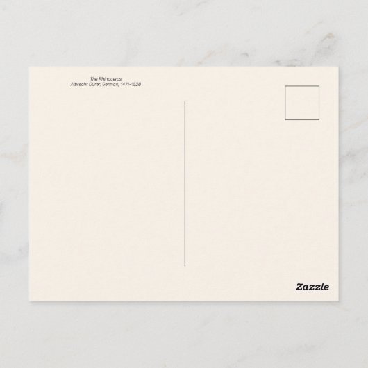 Vintage Rhinoceros Briefkaart (Achterkant)