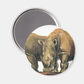 Vintage Rhinos of Rhinoceros, wilde Oerwouden Magneet (Voorkant / Achterkant)