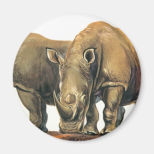 Vintage Rhinos of Rhinoceros, wilde Oerwouden Magneet (Voorkant)