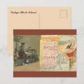 Vintage Rhode Island Map Briefkaart (Voorkant / Achterkant)