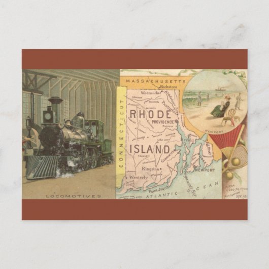 Vintage Rhode Island Map Briefkaart (Voorkant)