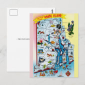 Vintage Rhode Island Map Postcard Briefkaart (Voorkant / Achterkant)