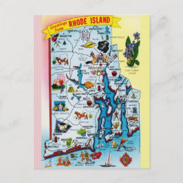 Vintage Rhode Island Map Postcard Briefkaart