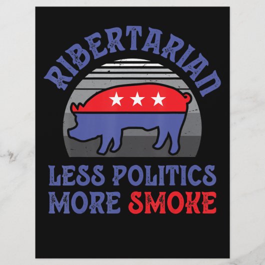 Vintage Ribertarian Minder Politiek Meer Rook BBQ Flyer (Voorkant)
