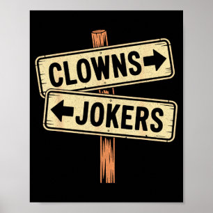 Vintage richting clowns naar links jokers naar poster