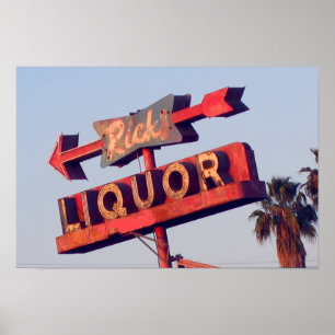 Vintage Ricks Liquor Rustic Neon Licht Poster