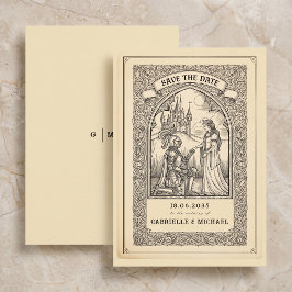 Vintage Ridder Middeleeuwse Schets Bewaar De Datum Save The Date