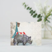 Vintage rinoceros briefkaart (Staand voorkant)