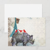 Vintage rinoceros briefkaart (Voorkant / Achterkant)