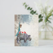 Vintage rinoceros briefkaart (Staand voorkant)
