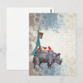 Vintage rinoceros briefkaart (Voorkant / Achterkant)