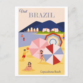 Vintage Rio de Janeiro Braziliaans strand Copacaba Briefkaart