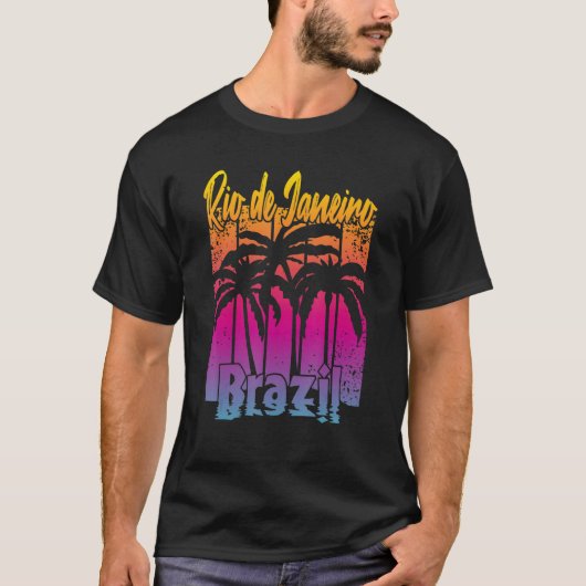 Vintage Rio de Janeiro Palm Tree T-shirt (Voorkant)