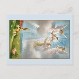 Vintage Risen Lamb van God Angels Pasen Briefkaart