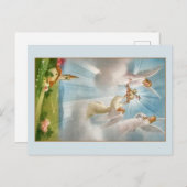 Vintage Risen Lamb van God Angels Pasen Briefkaart (Voorkant / Achterkant)