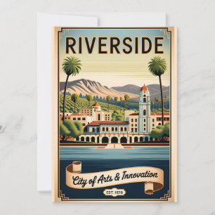 Vintage Riverside Californië Stad van Kunst Retro Feestdagenkaart