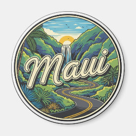 Vintage Road to hana Maui Hawaii Travel Magneet